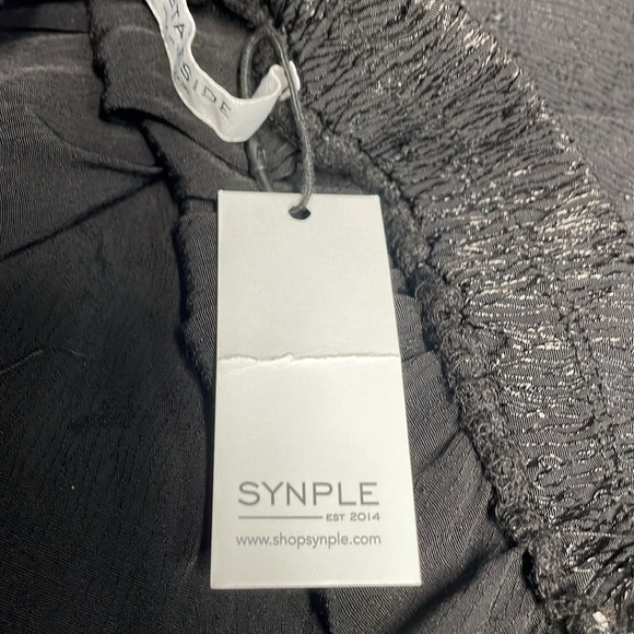 NWT Stateside Black Satin Jacquard Front Slit Trousers with Pockets S - Picture 8 of 16